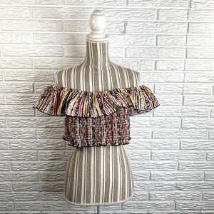 Polly & Esther Multicolored Ruffled Cropped Top